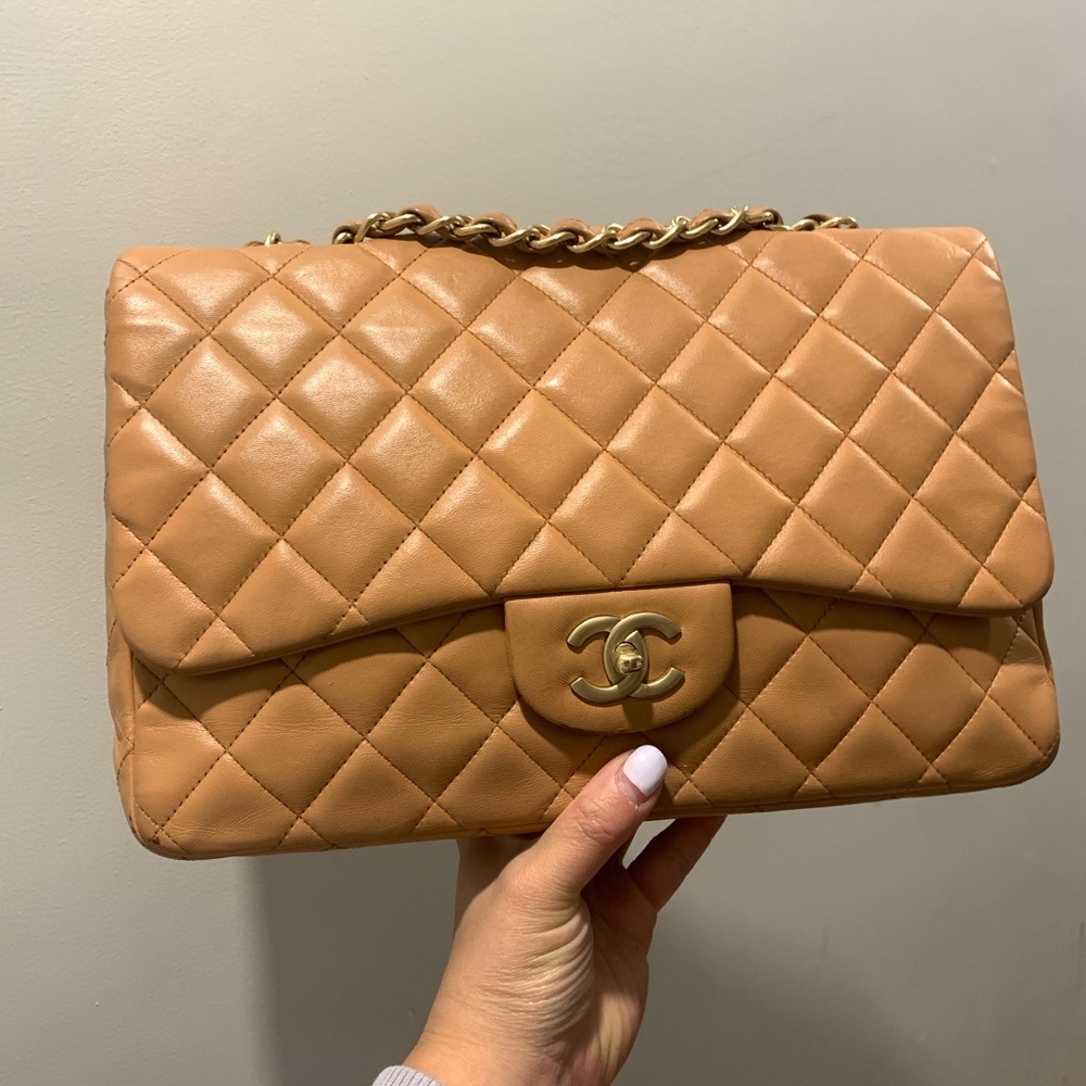 AUTHENTIC Chanel Single Flap Jumbo Caramel